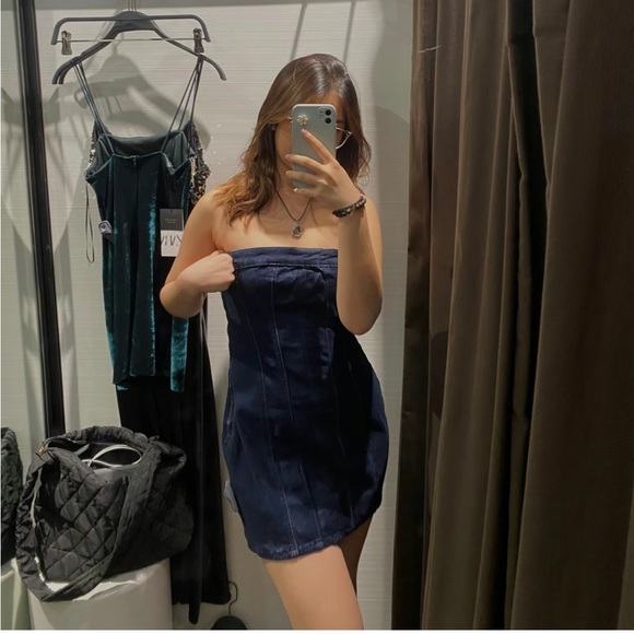 ZARA DENIM CORSET DRESS - Picture 4 of 11
